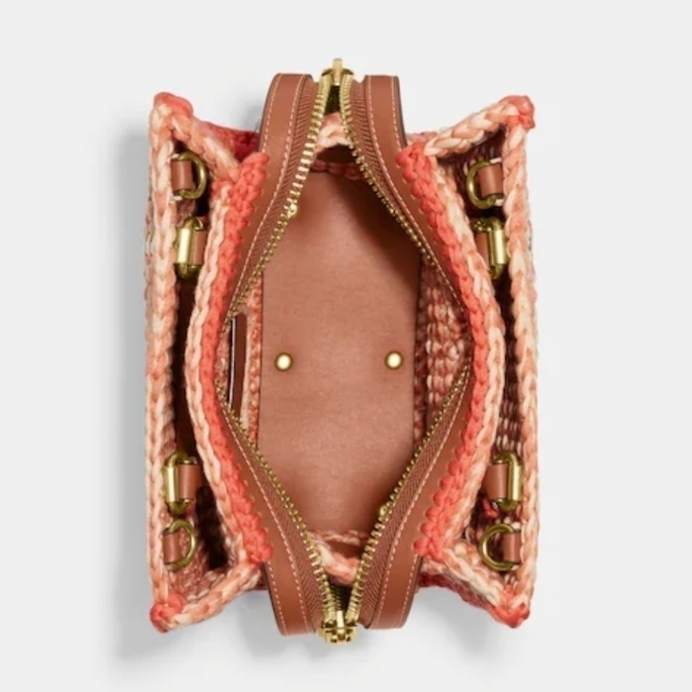 Coach Orange and Cream Woven Straw Tote - Picture 15 of 16